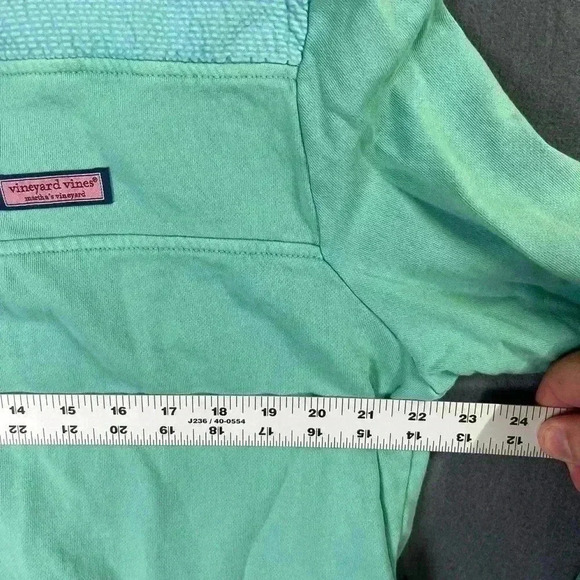 Vineyards Vines 2 button Pullover Sweatshirt Womens L Green Light Blue 0670 - Picture 4 of 8